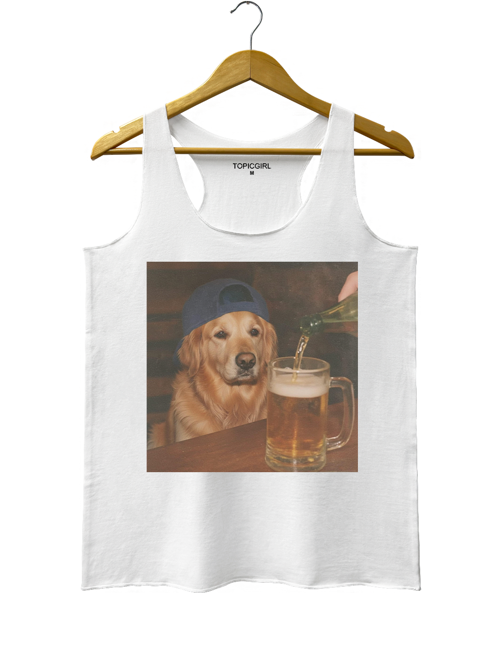 Funny Golden Retriever Drinking Beer Tank Top
