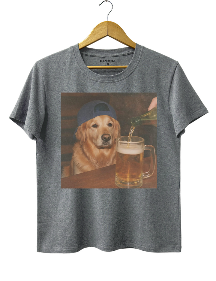 Funny Golden Retriever Drinking Beer Tee