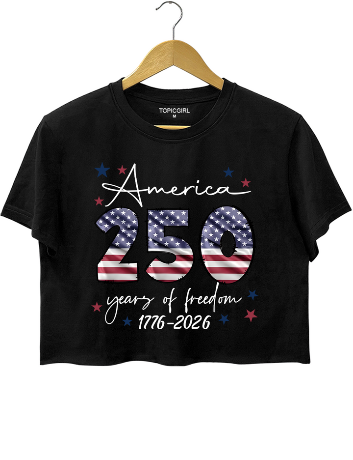 1776 2026 USA 250th Anniversary 4th of July Patriotic Crop Top