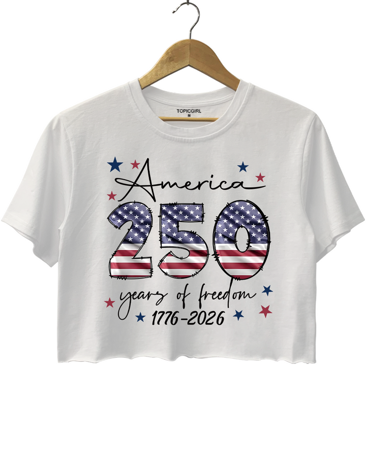 1776 2026 USA 250th Anniversary 4th of July Patriotic Crop Top