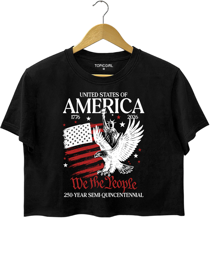 America 250 Patriotic Eagle Crop Top