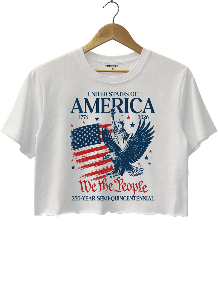 America 250 Patriotic Eagle Crop Top