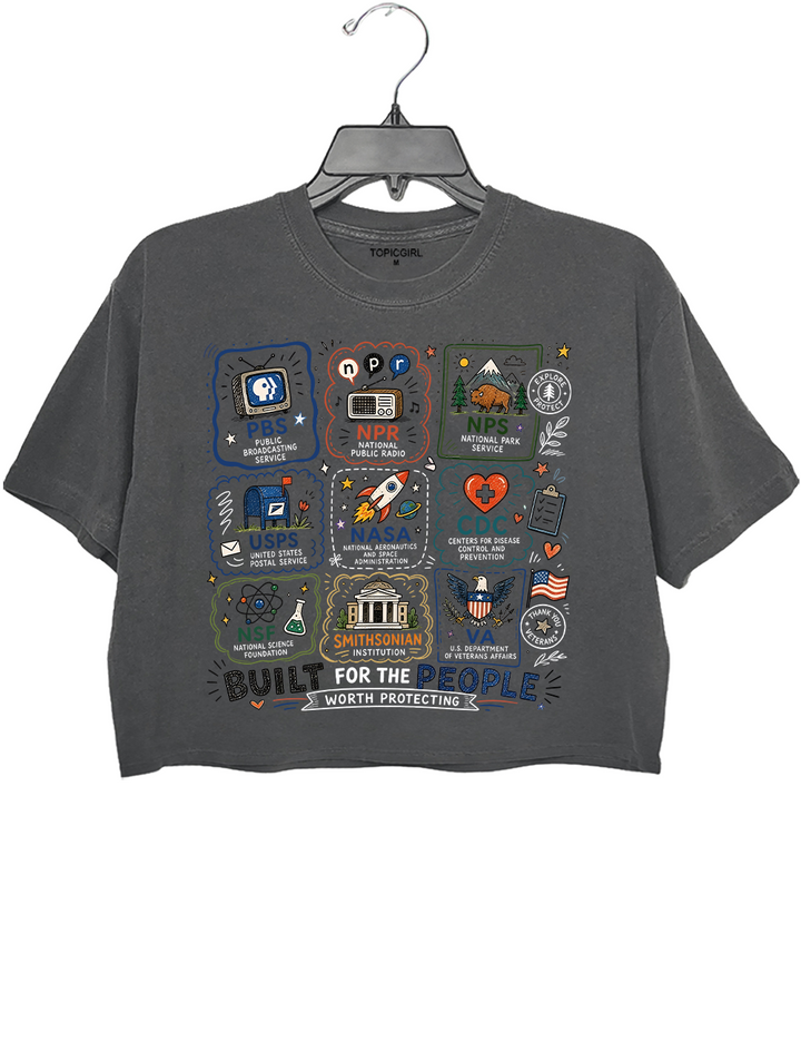 Doodle Protect Democratic Institutions PBS NPR Liberal Fourth 0f July Crop Top
