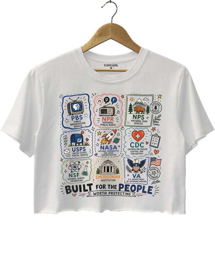Doodle Protect Democratic Institutions PBS NPR Liberal Fourth 0f July Crop Top
