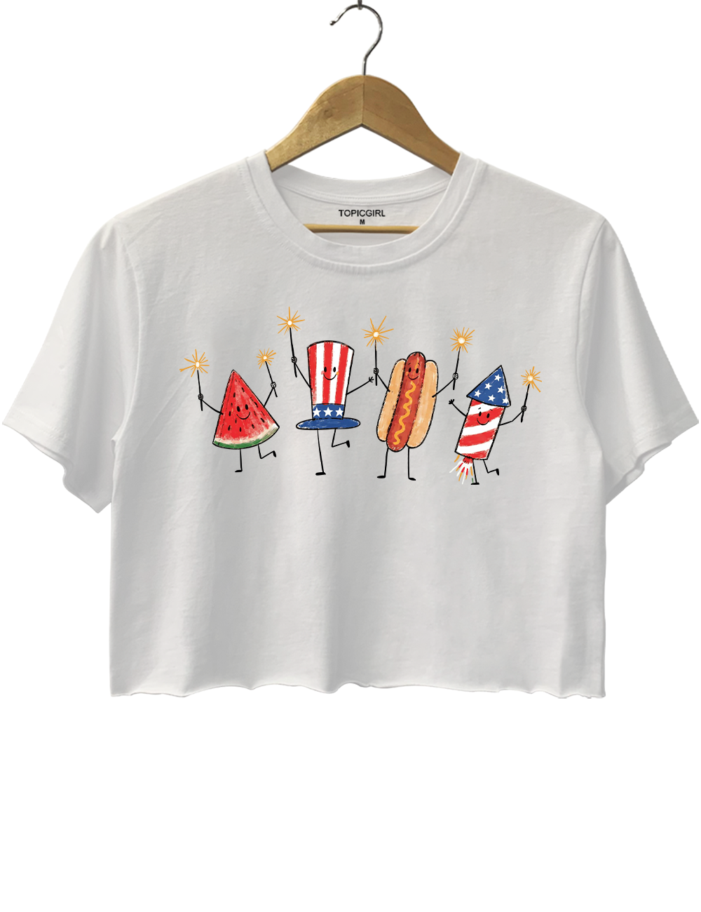 Watermelon Hotdog Firework Funny Sumer 250th Crop Top