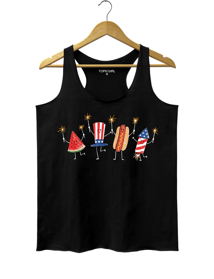 Watermelon Hotdog Firework Funny Sumer 250th Tank Top