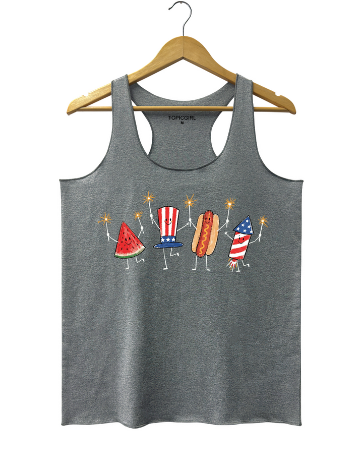 Watermelon Hotdog Firework Funny Sumer 250th Tank Top