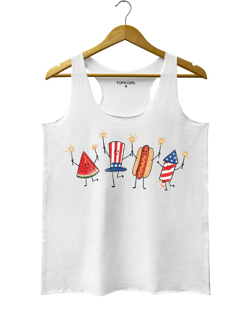 Watermelon Hotdog Firework Funny Sumer 250th Tank Top