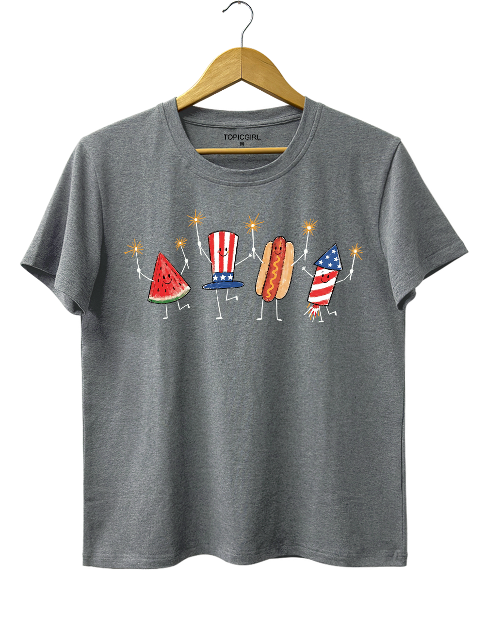 Watermelon Hotdog Firework Funny Sumer 250th Tee