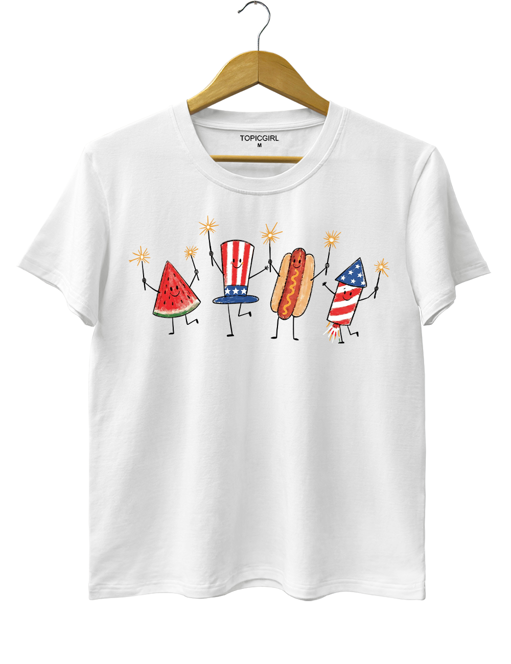 Watermelon Hotdog Firework Funny Sumer 250th Tee
