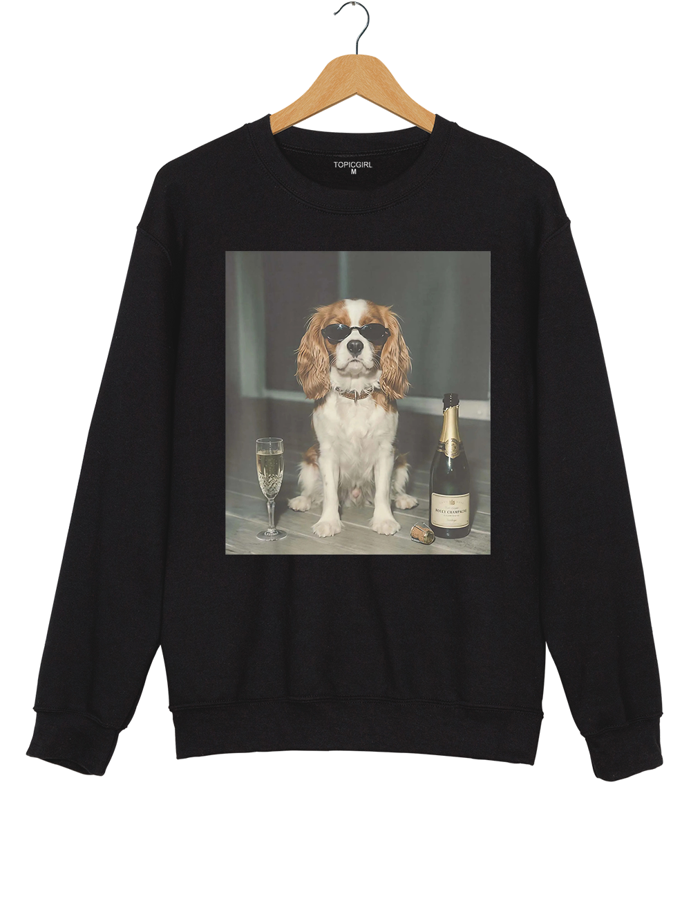 Funny Cavalier King Charles Drinking Champagne Sweatshirt