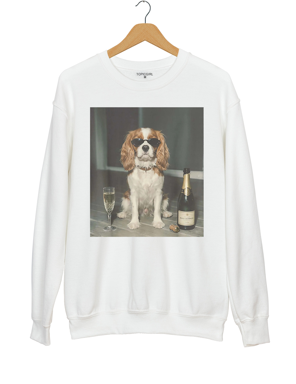 Funny Cavalier King Charles Drinking Champagne Sweatshirt