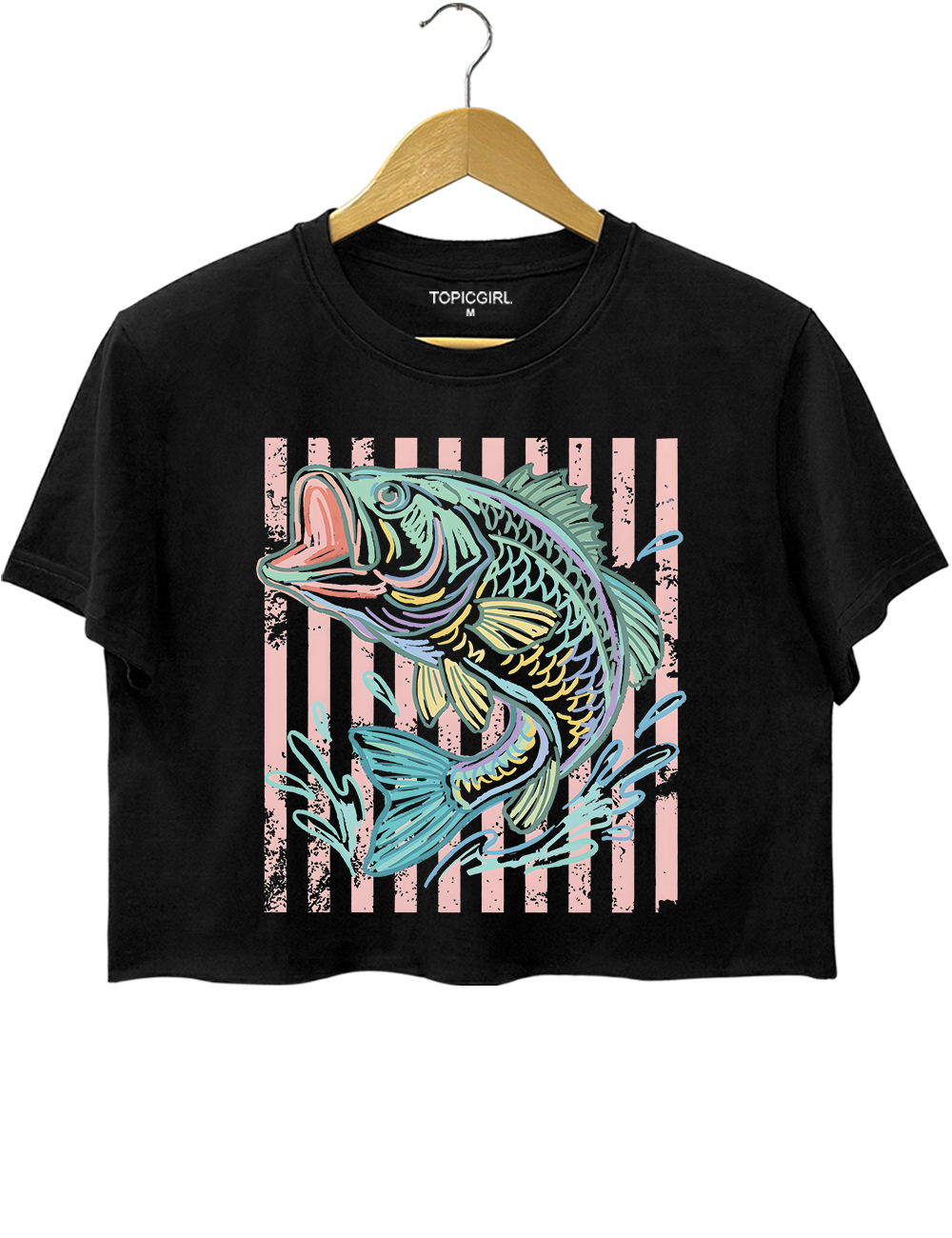 Retro Bass Fish Trendy Beach Crop Top