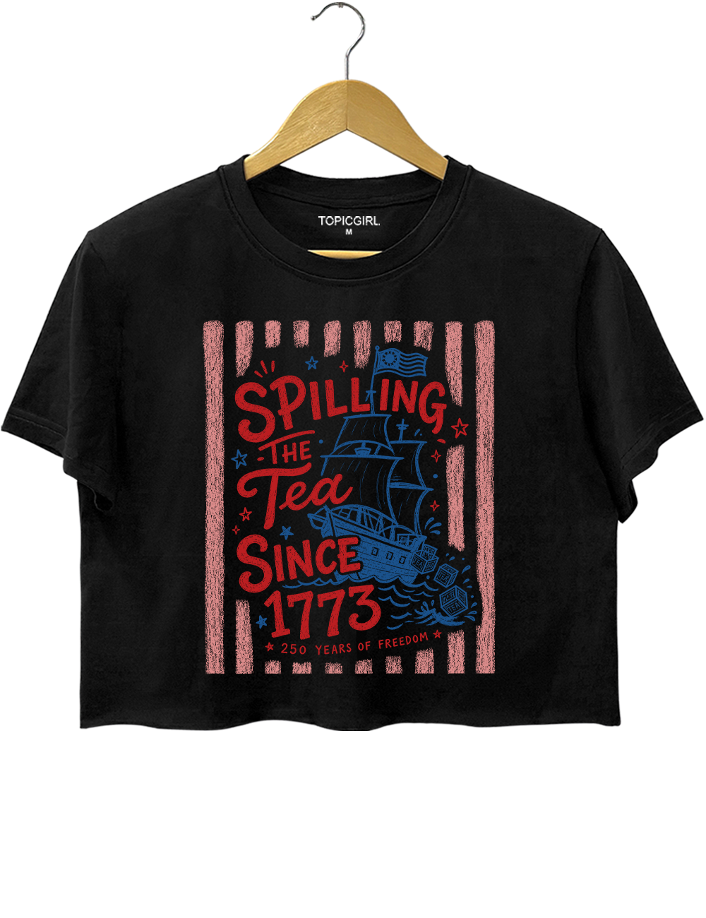 Striped Spilling The Tea Since 1773 Crop Top