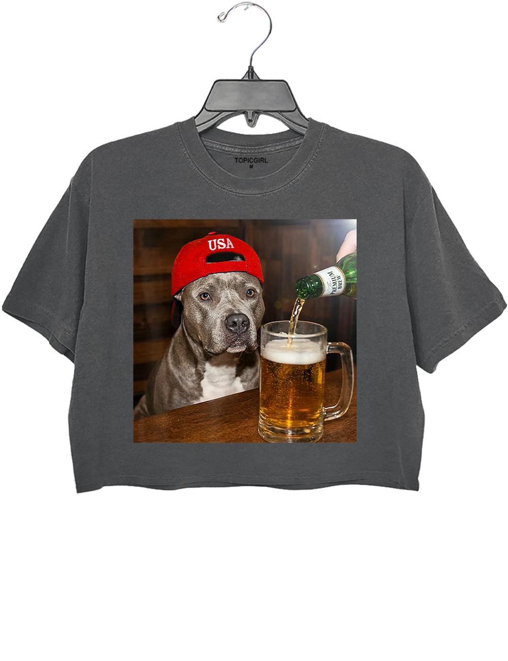 Pit Bull Drinking Beer Funny Dog Crop Top