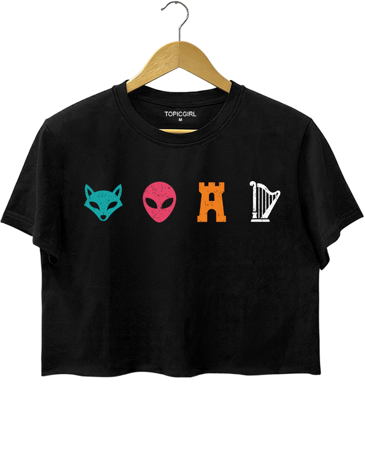 Fox Alien Castle Harper Basketball Fan Crop Top