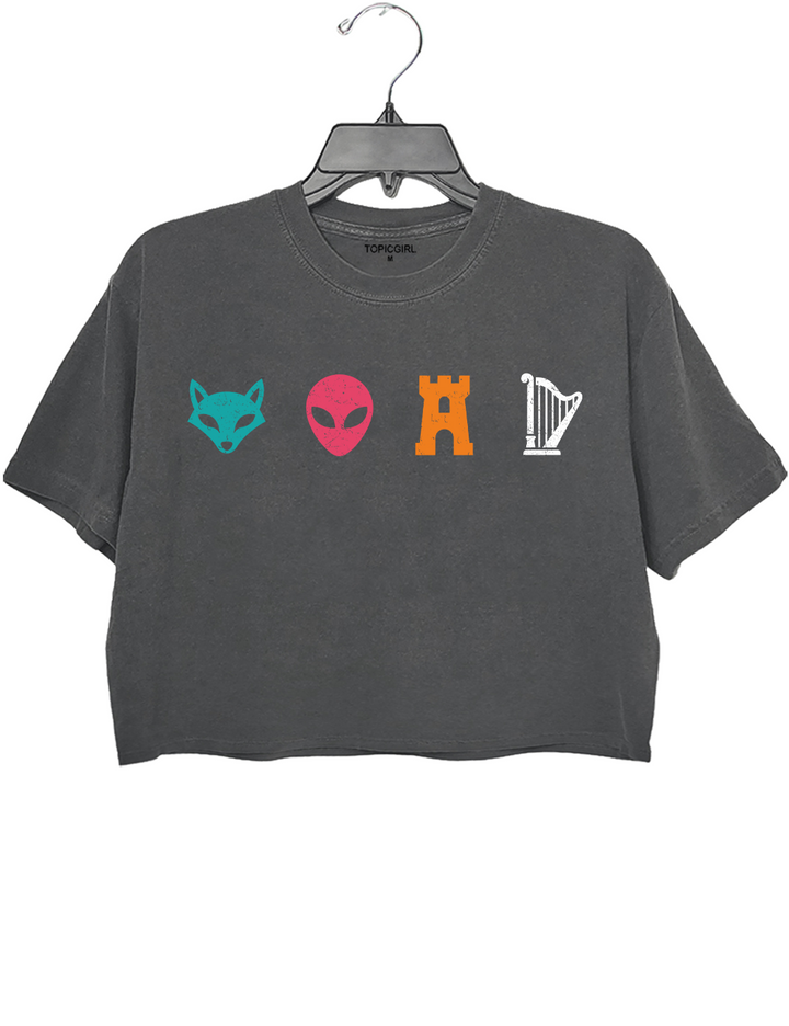 Fox Alien Castle Harper Basketball Fan Crop Top