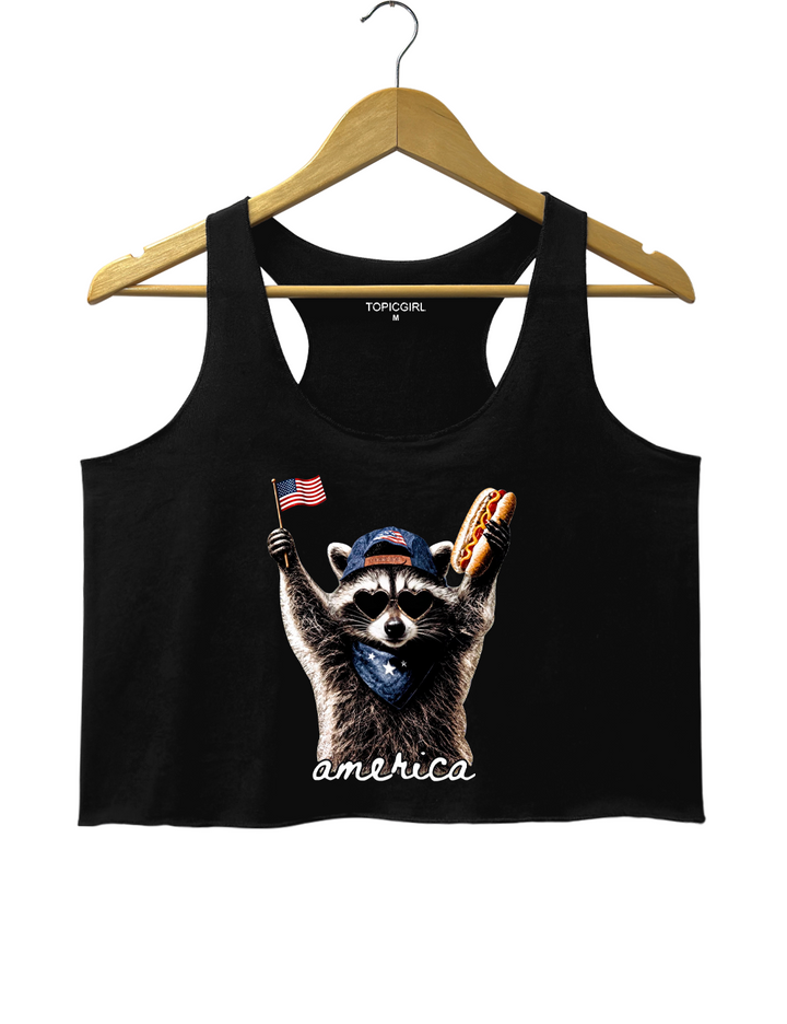 Feral &amp;amp; Free Racoon Crop Tank Top