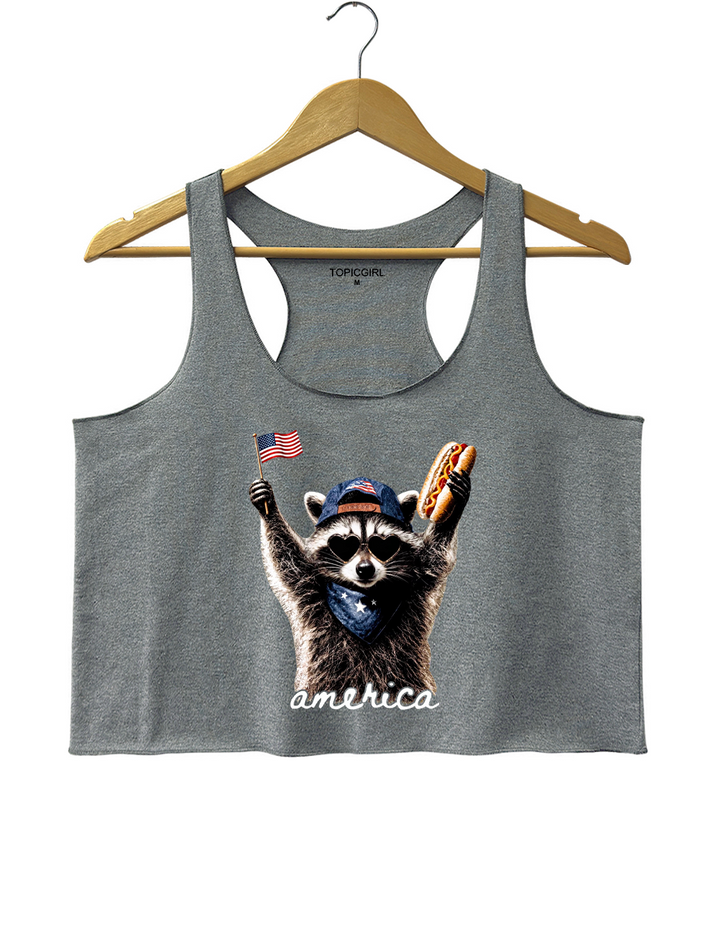 Feral &amp;amp; Free Racoon Crop Tank Top