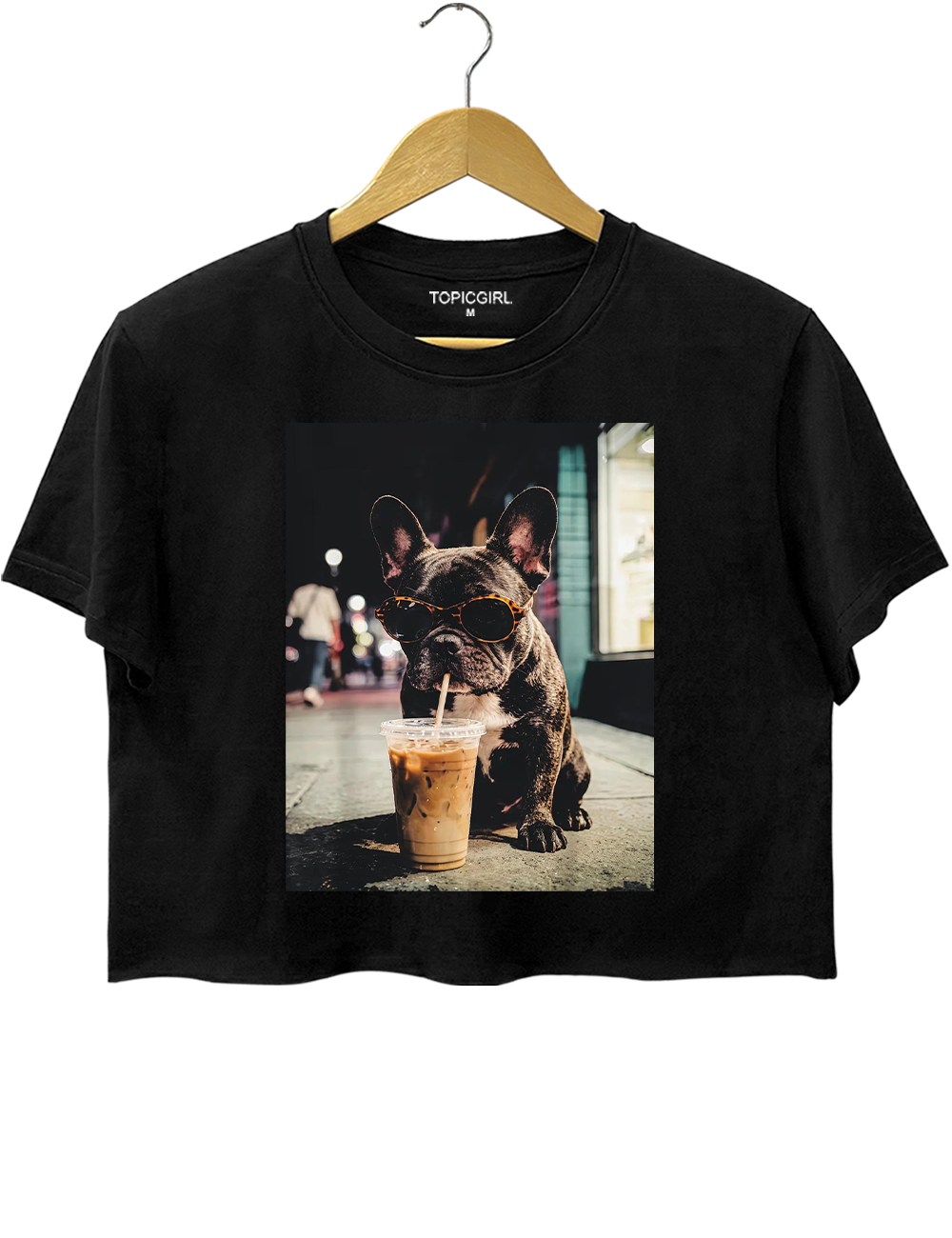 French Bulldog Iced Coffee Crop Top