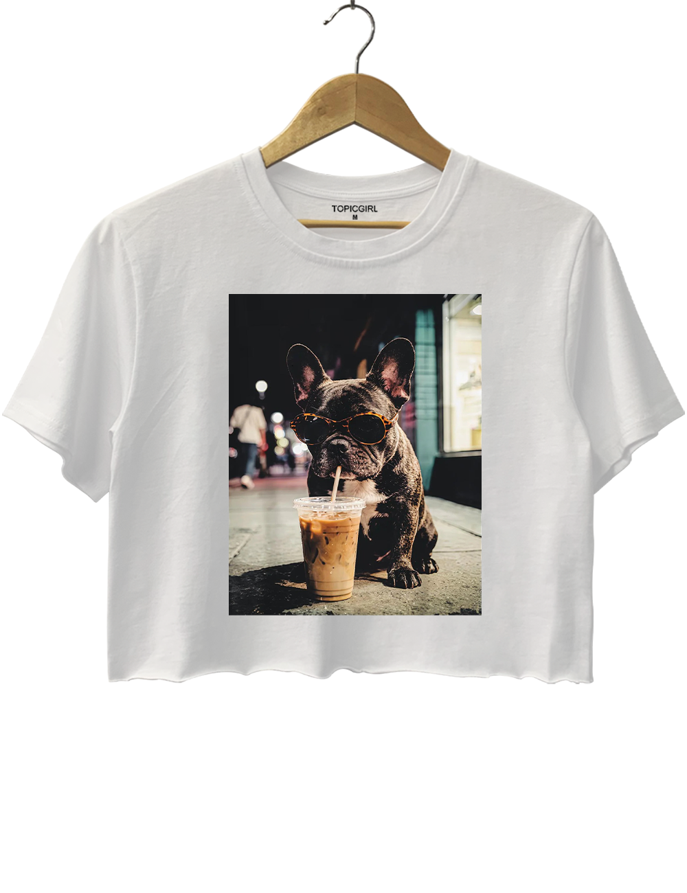French Bulldog Iced Coffee Crop Top