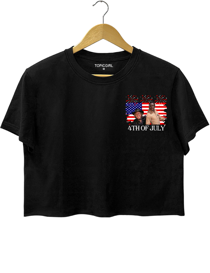 Where The White Women At On The Fourth Of July Blazing Saddles Crop Top