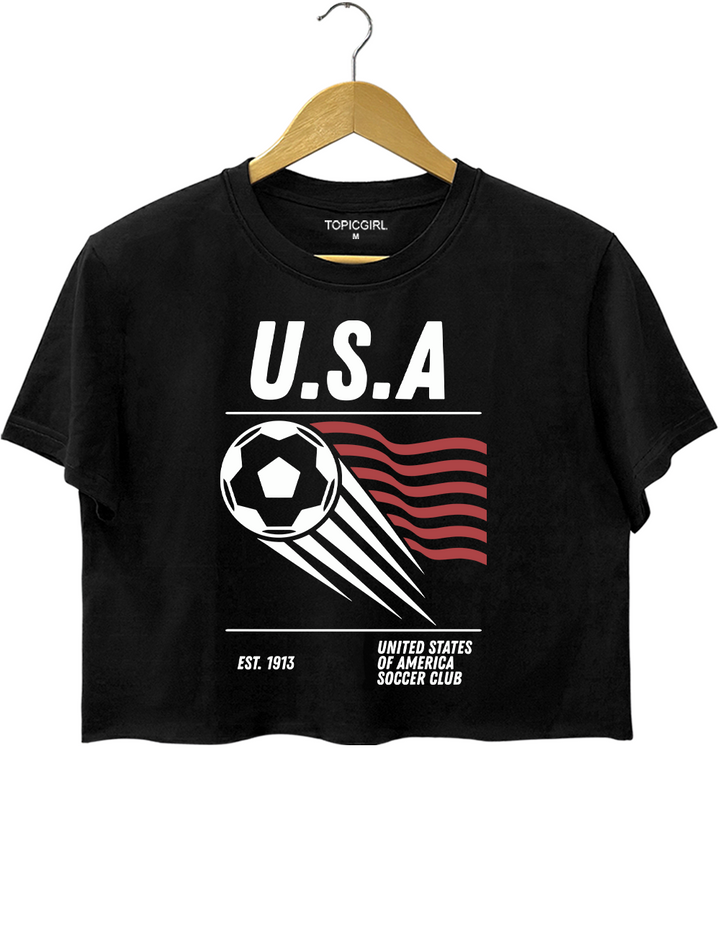 90s United States Of America Soccer Crop Top