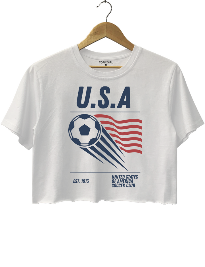 90s United States Of America Soccer Crop Top
