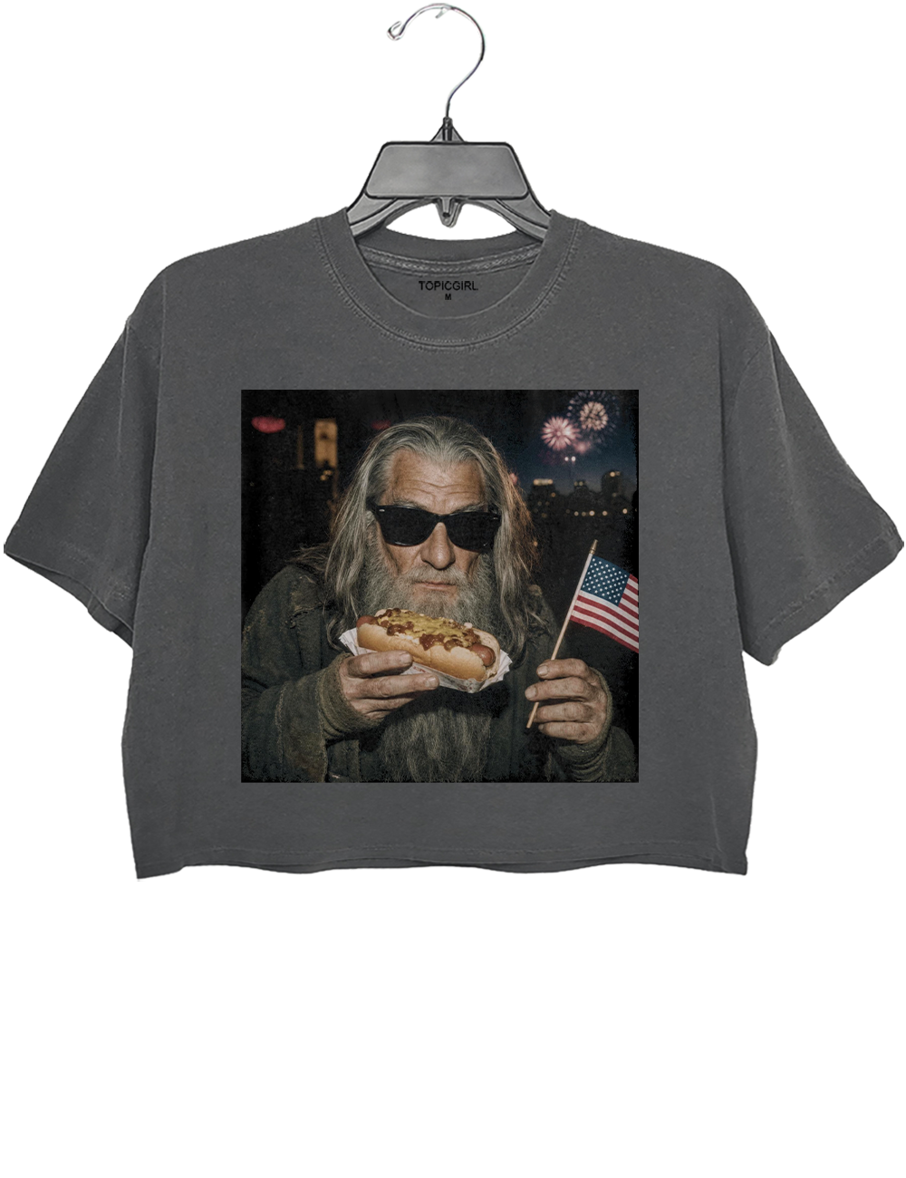 4th of July Gandalf Wizard Hotdog Crop Top