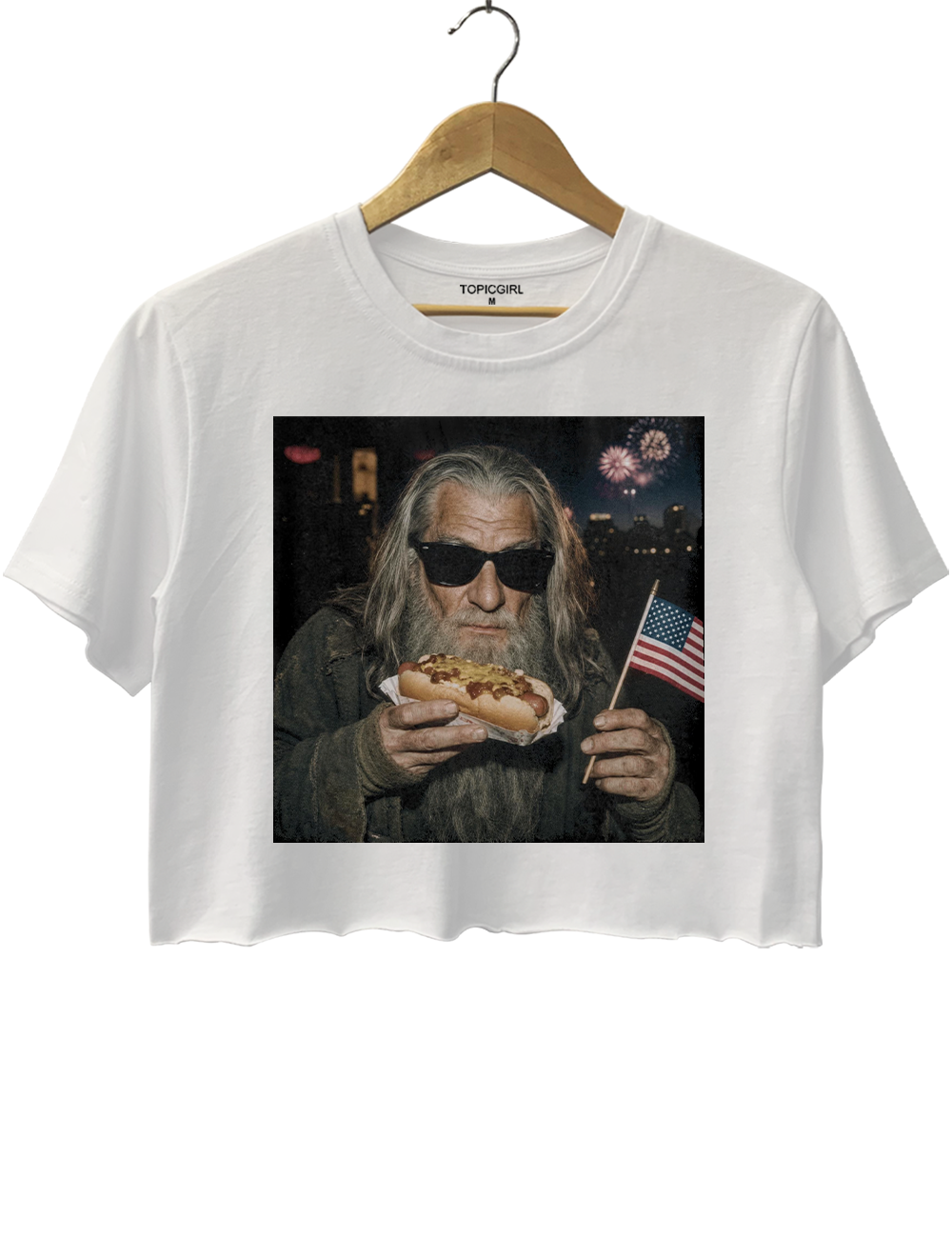 4th of July Gandalf Wizard Hotdog Crop Top