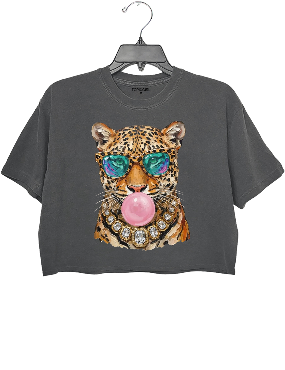 Bubblegum Sunglasses Big Cat Crop Top