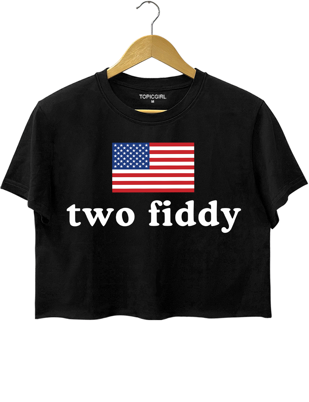 Two Fiddy American Humor Crop Top