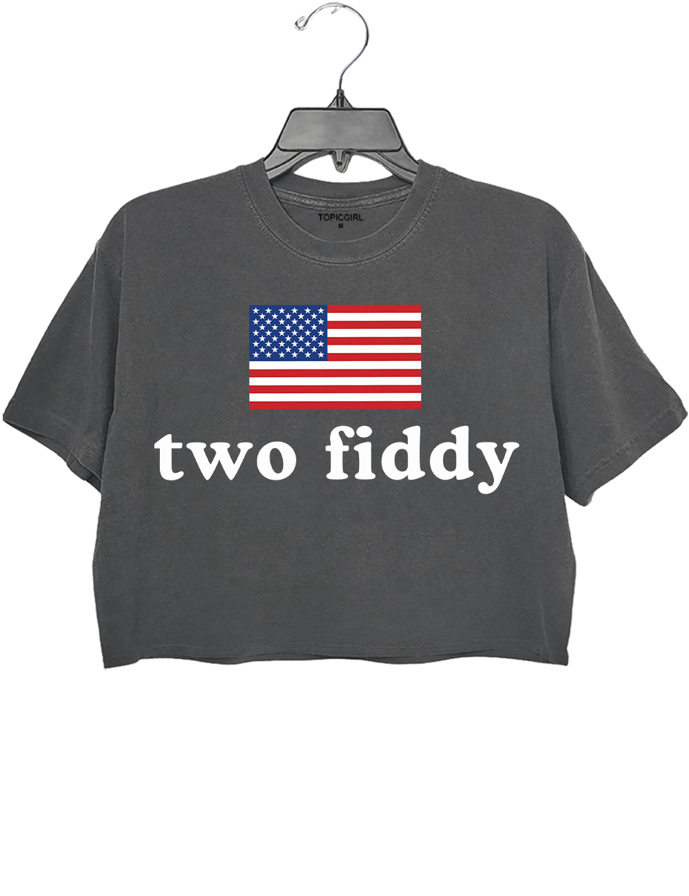 Two Fiddy American Humor Crop Top