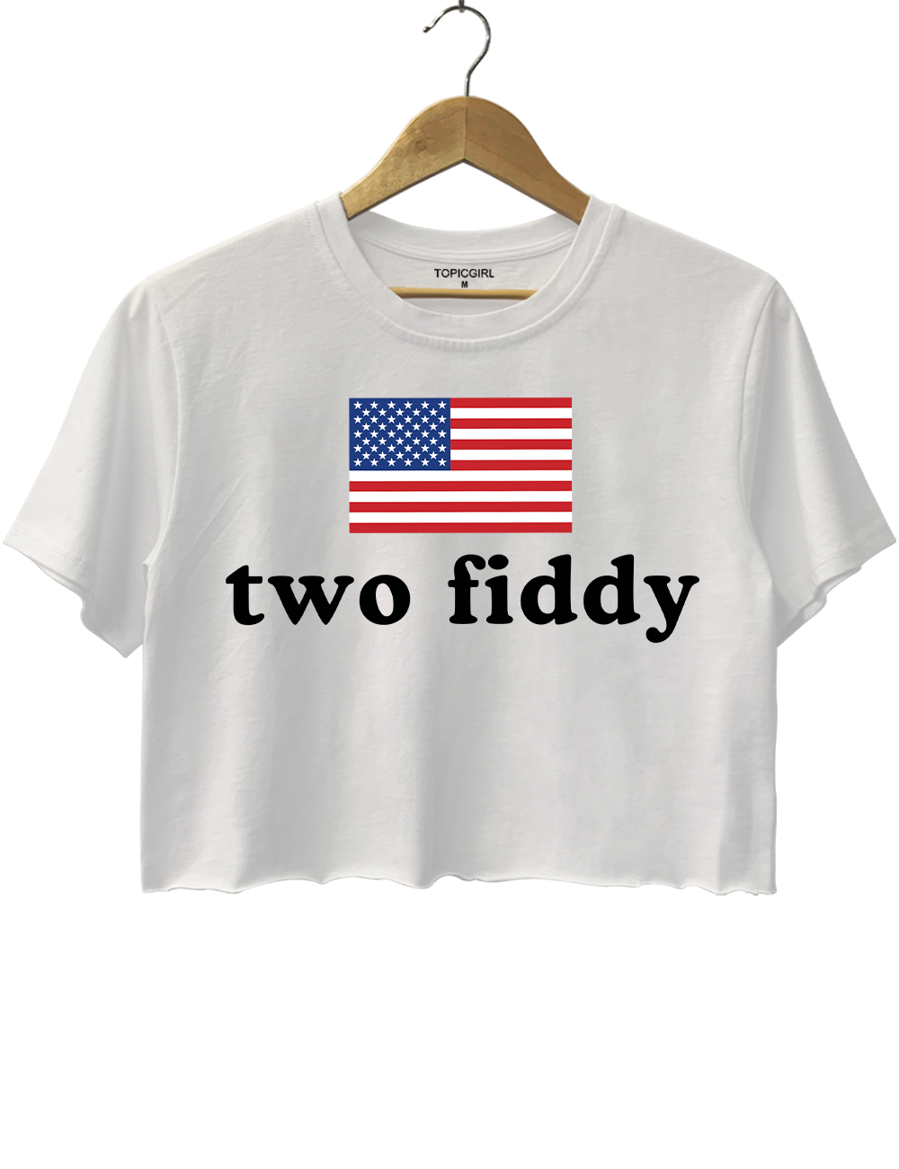 Two Fiddy American Humor Crop Top