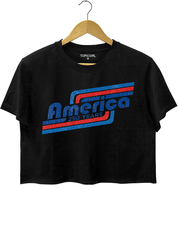 Patriotic Vintage 250 Years USA Crop Top