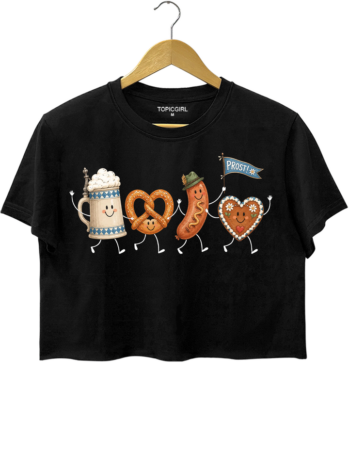 Prost Drinking Stein Bratwurst Crop Top