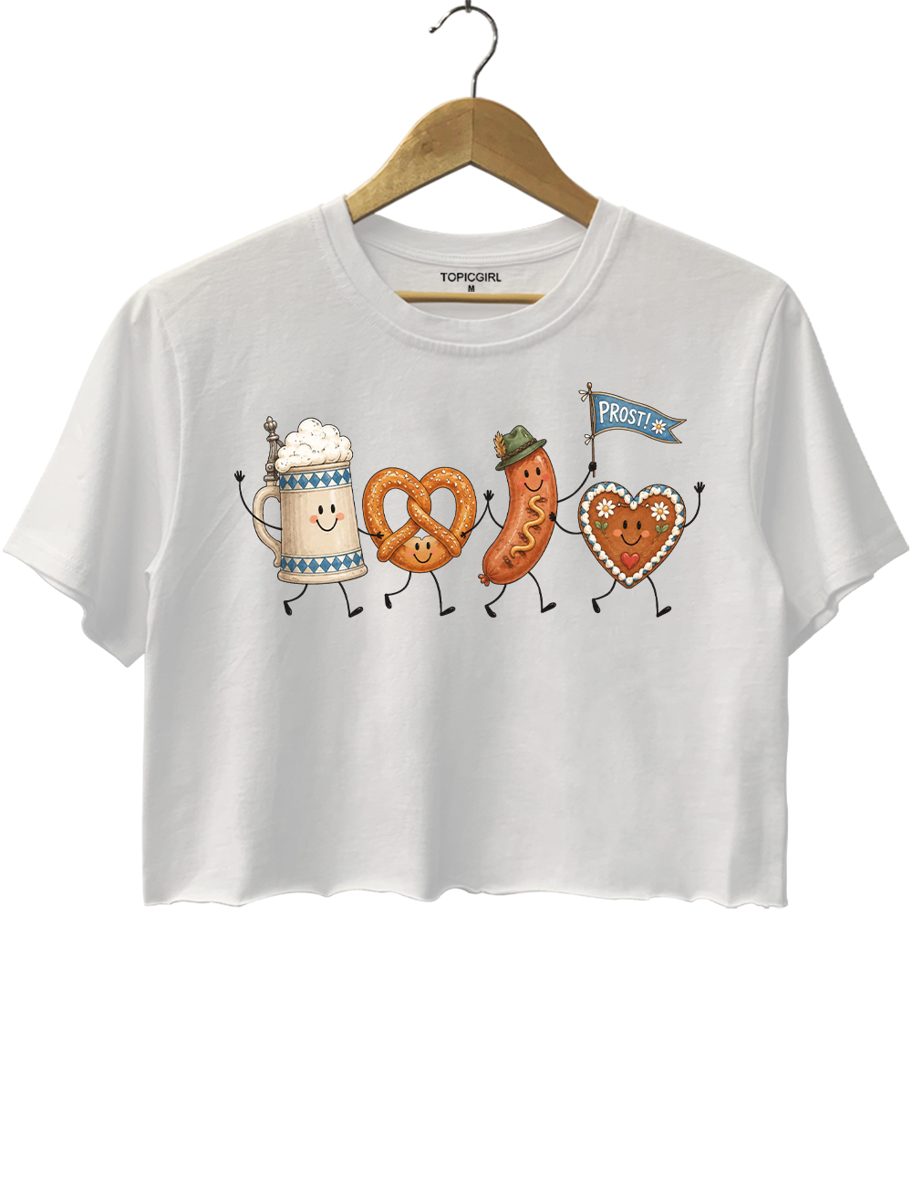 Prost Drinking Stein Bratwurst Crop Top