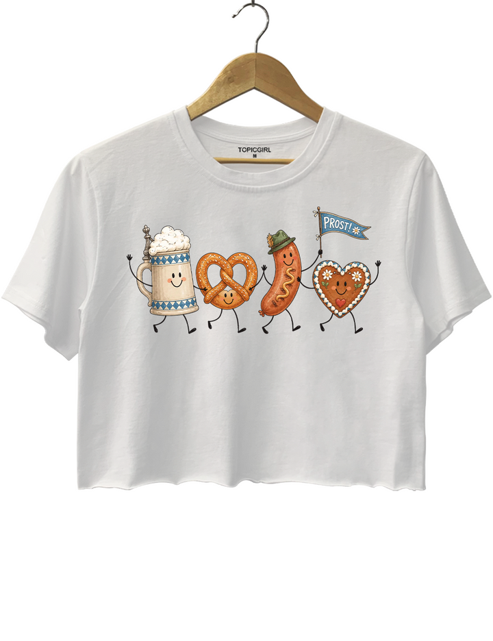 Prost Drinking Stein Bratwurst Crop Top