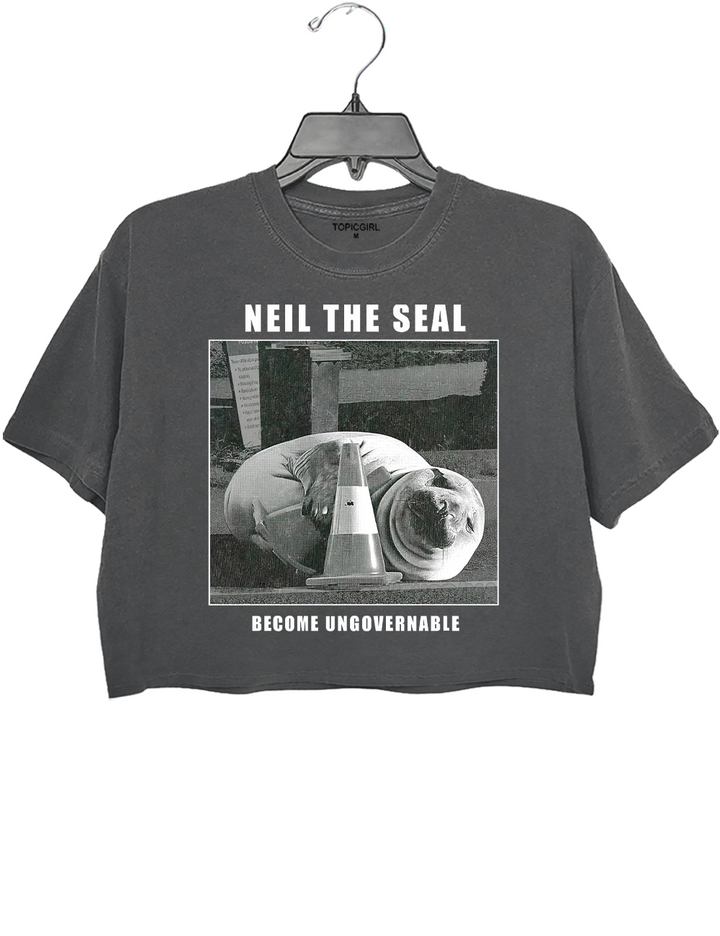 Vintage Neil The Seal Become Ungovernable Crop Top