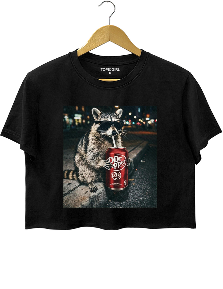 Raccoons Dr Pepperr Meme Crop Top