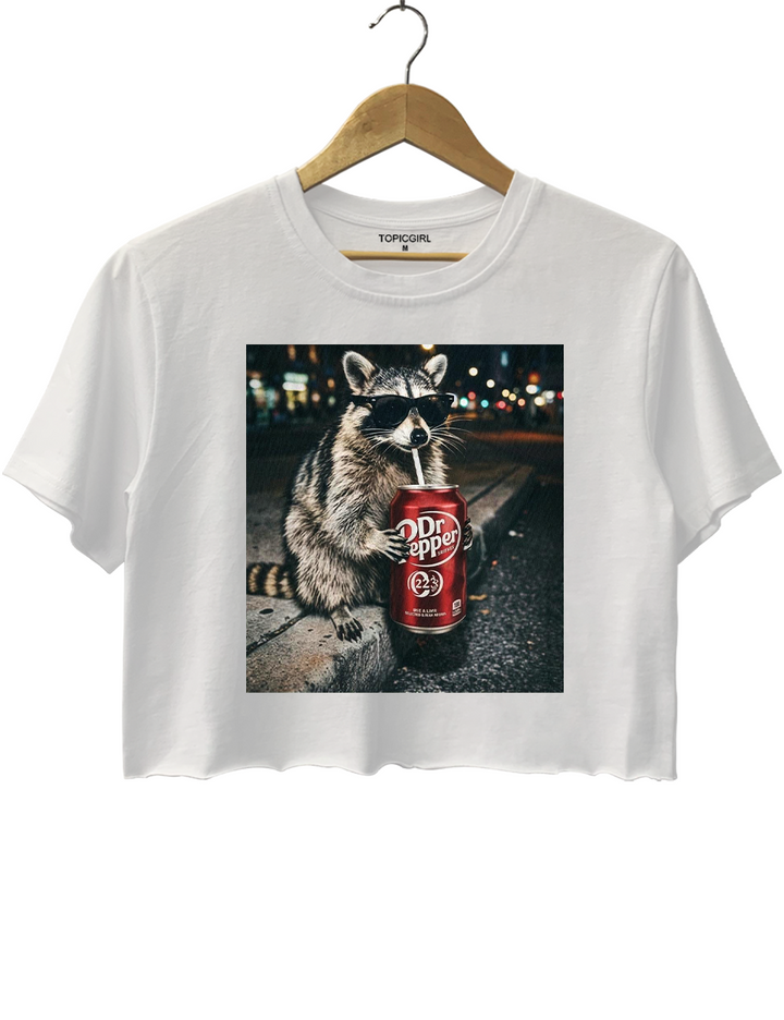 Raccoons Dr Pepperr Meme Crop Top