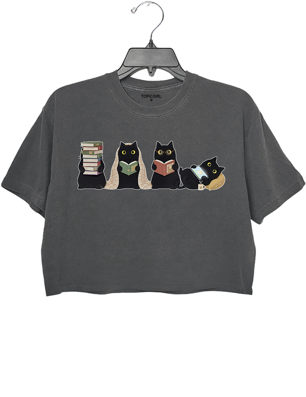 Black Cats Reading Crop Top