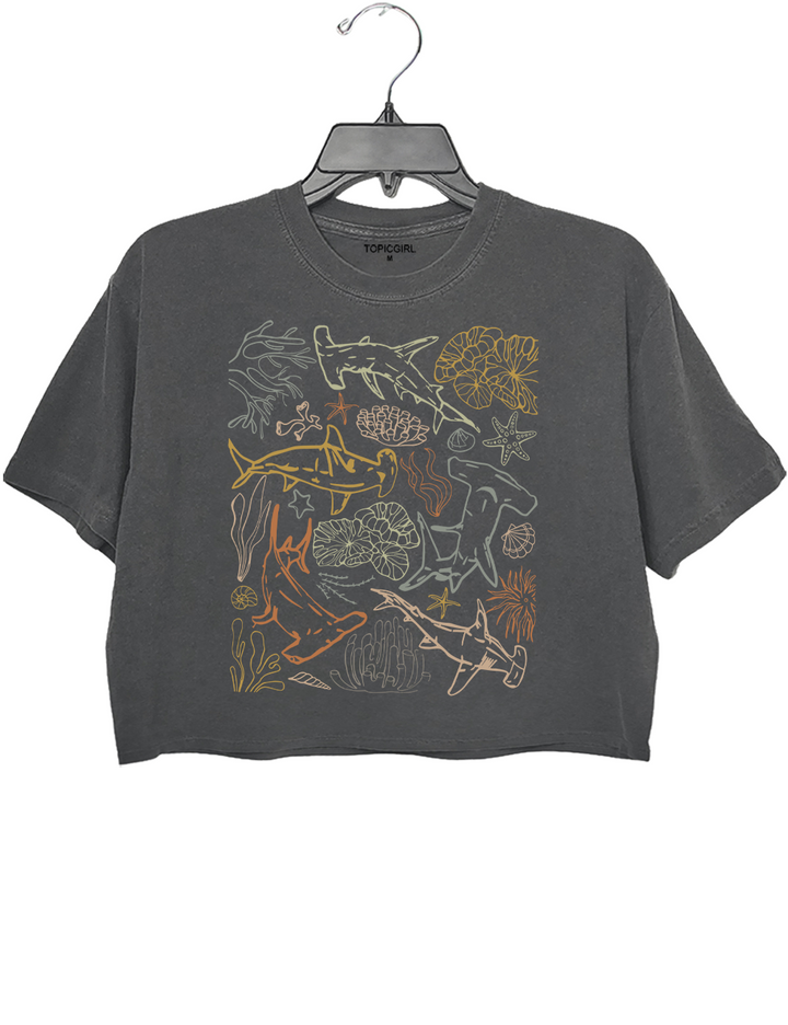 Retro Shark Lover Crop Top