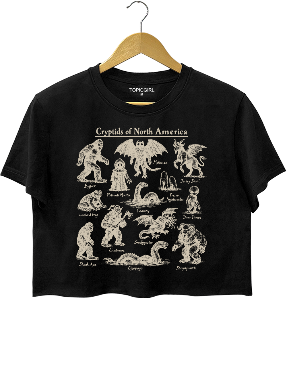 Cryptids Of North America Vintage Field Guide Crop Top