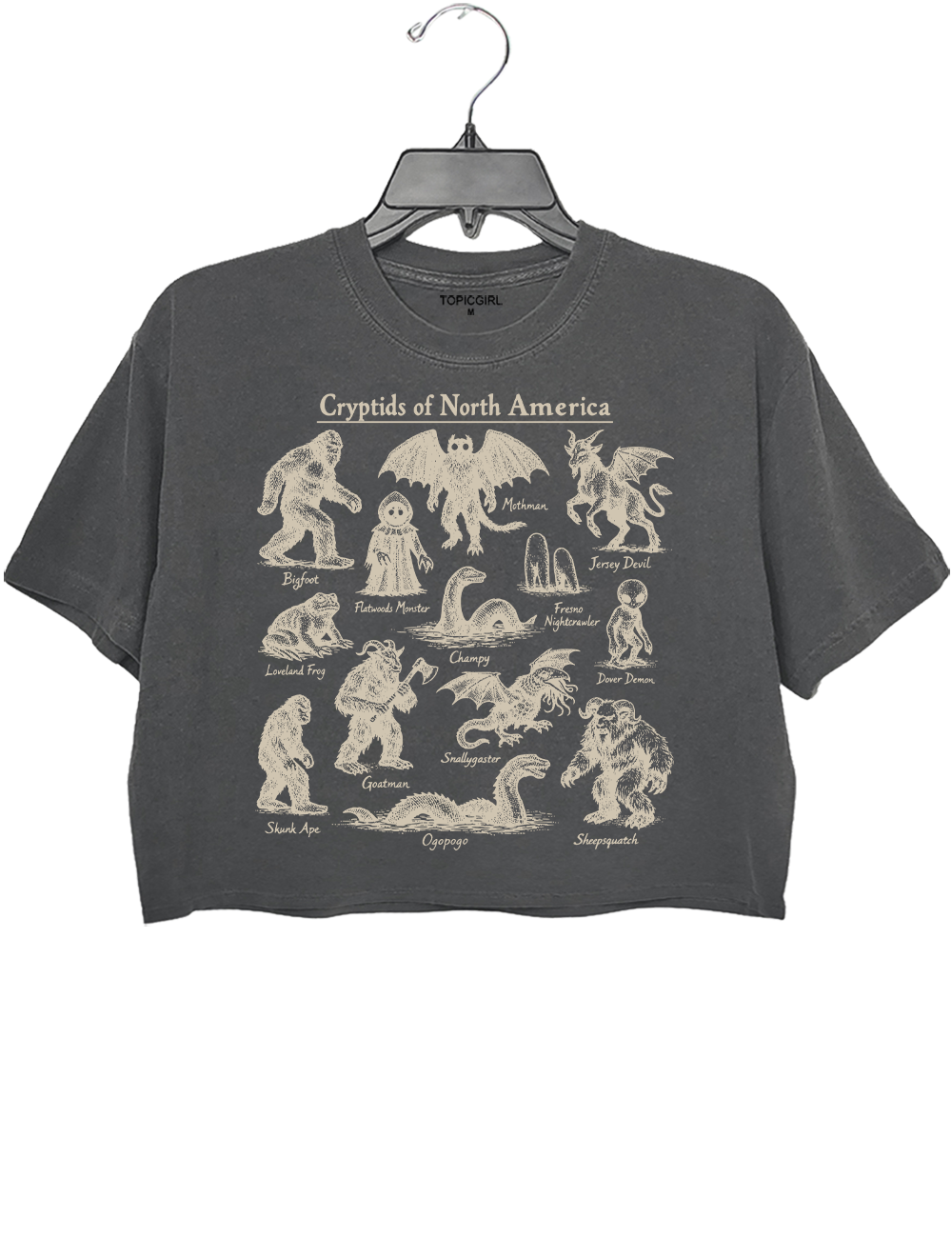 Cryptids Of North America Vintage Field Guide Crop Top