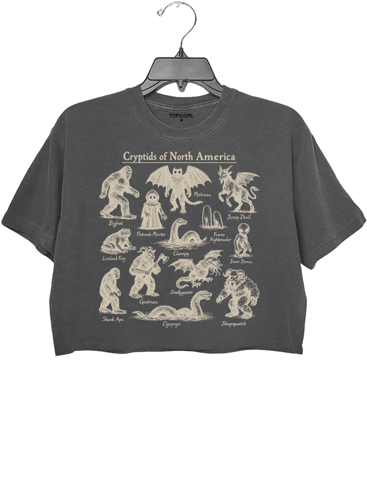 Cryptids Of North America Vintage Field Guide Crop Top