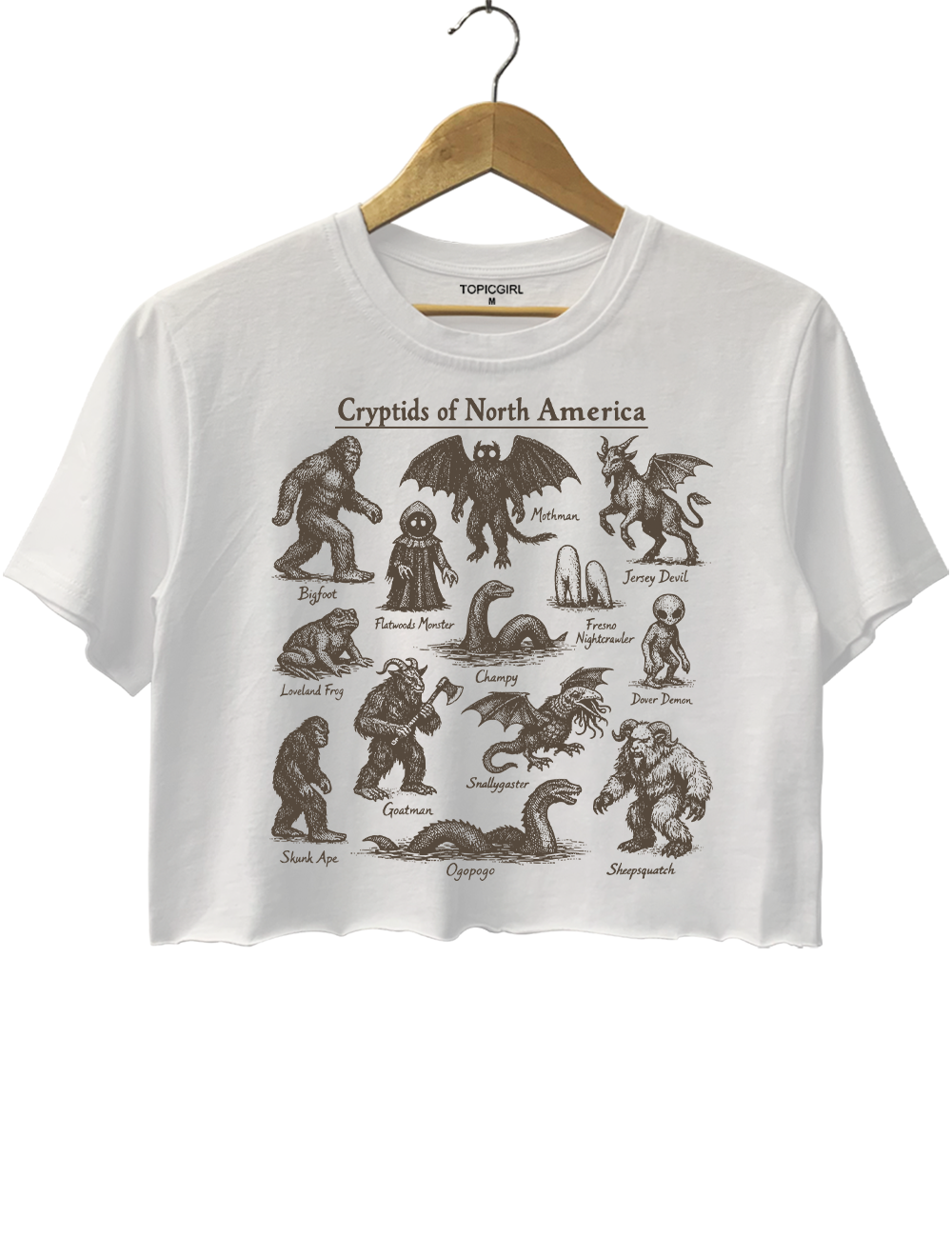 Cryptids Of North America Vintage Field Guide Crop Top