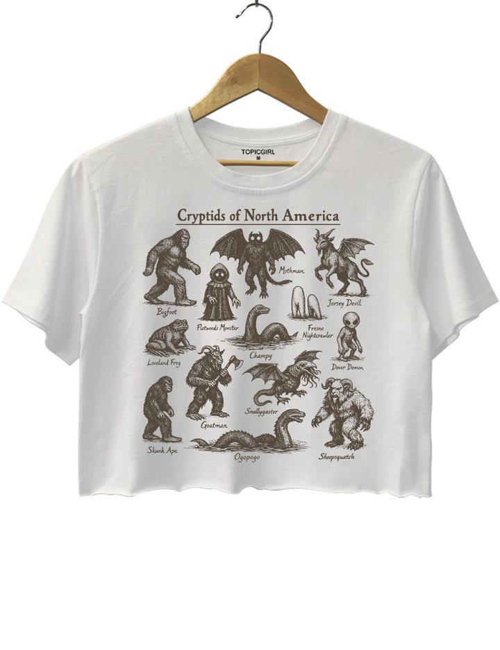 Cryptids Of North America Vintage Field Guide Crop Top