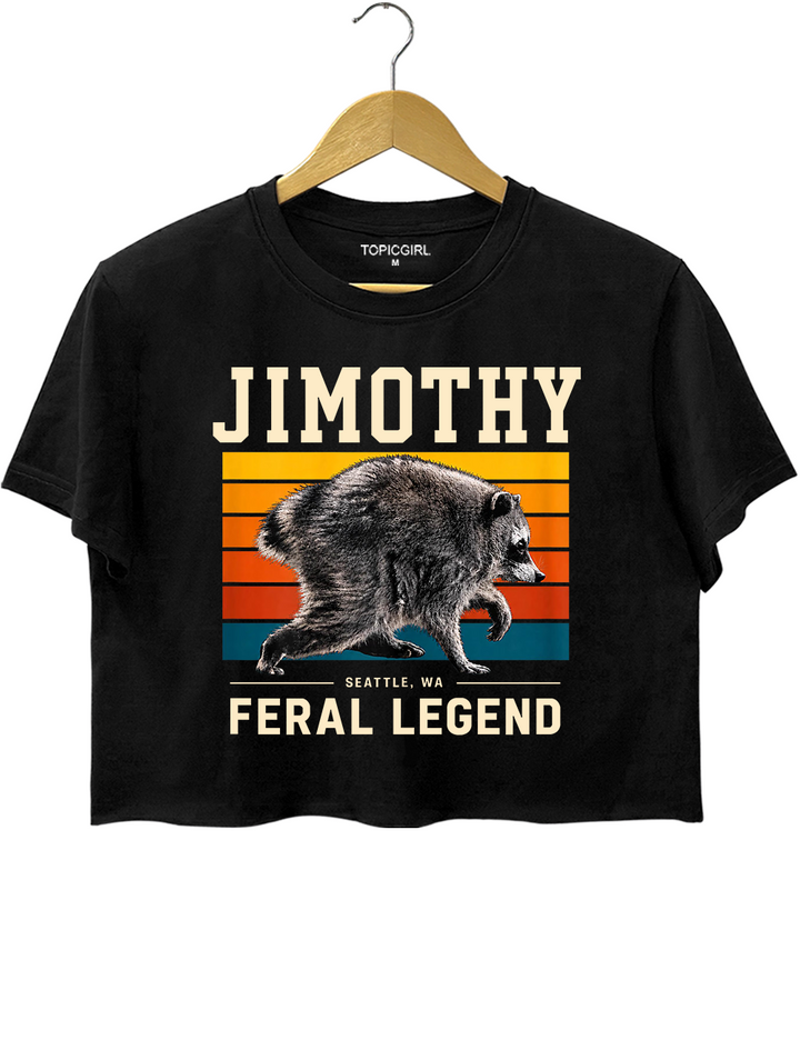 Retro Jimothy Raccoon Seattle Feral Crop Top