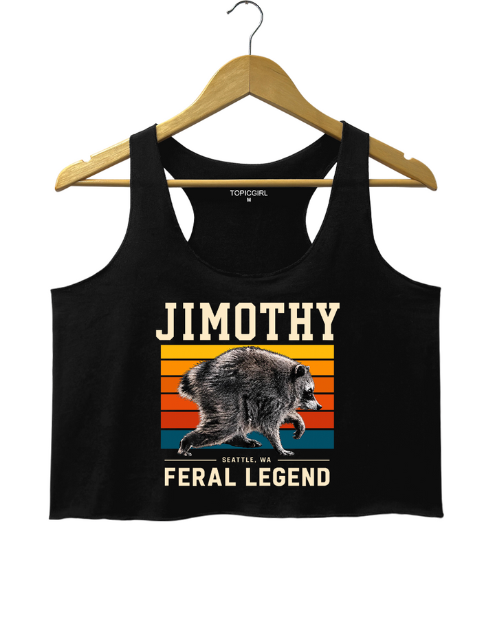 Retro Jimothy Raccoon Seattle Feral Crop Tank Top